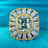 wholesale S925 Silver New Style Buccellati-Inspired Green Tourmaline 8*10 Cocktail Ins Live Streaming Ready for Dropshipping-R865 Green Tourmaline Ring Size 6
