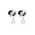 wholesale Sterling Silver Camellia Pearl Earrings Women New Design Light Luxury High-End Floral Ear Studs Small Niche Collection-0-4