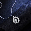 925 Silver Moissanite Pendant Necklace for Women, Dynamic Luxury Round Bezel-Set Jumping Heart-0-0