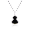 wholesale S925 Silver Plated Zircon Pendant, Minimalist Bohemian Drop Accessory Necklace, Japanese Korean Style Gourd-shaped Collarbone Chain for Women-0-5