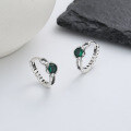 wholesale S925 Sterling Silver Retro Green Zircon Geometric Earrings French Light Luxury Ins Minimalist Style Versatile Women's Earrings-0-0