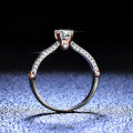Silver Moissanite Ring Four-Prong Setting Women's Live Stream Jewelry-0-1