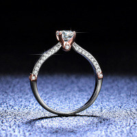 Silver Moissanite Ring Four-Prong Setting Women's Live Stream Jewelry-50 points (D color moissanite)  Size 17