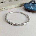wholesale Solid 9999 Silver Chinese Style Auspicious Blessings Bangle, Simple and Retro, Pure Solid Silver Frosted, for Girlfriend or Mother-0-0