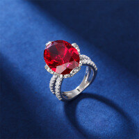 wholesale S925 Sterling Silver Zircon Ring, K-Gold Craft Inlaid High Carbon Diamond Ring, Ruby Wholesale for Women-Red 8