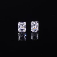 wholesale 18K Gold 4 Prong 2 Carat Moissanite Radiant Stud Earrings with Certificate-9k gold inlaid moissanite earrings