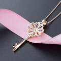 wholesale S925 silver cross-border new style diamond zirconia creative and unique key pendant necklace, Korean fashion women's collarbone chain-0-2