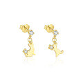 wholesale S925 Sterling Silver Cute Kitten Stud Earrings With Zirconia, New Luxury Style-0-0