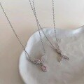 wholesale 925 Silver Angel Wing Teardrop Necklace for Women, Ins Light Luxury Fashion and Elegant Mermaid Collarbone Chain-0-1
