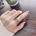 wholesale S925 Sterling Silver European and American Cross-Border Minimalist Ins Style Chain Splicing Trendy Hip-Hop Open Ring-0-3