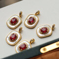 wholesale Metal material first: Vintage luxury natural ruby mother-of-pearl earring pendant French design minimalist set live broadcast supply-0-2