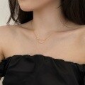wholesale S925 Sterling Silver Laughing Mouth Design Zircon Inlaid Minimalist Luxury High-End Plain Silver Collarbone Necklace-0-3