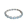 wholesale 925 Silver Tidal Small White Light Luxury Micro-Pave Full Diamond Aquamarine Necklace, Starry Sky Princess Lace-Trimmed Aquamarine Bracelet-0-4