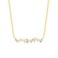 wholesale S925 Sterling Silver Colored Zircon Women's Necklace,。-A3566-Gold 925 Silver