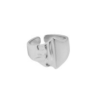 wholesale S925 Sterling Silver Korean Version Ins Indie Design Minimalist Versatile Irregular Concave-Convex Surface Textured Open Adjustable Ring for Women-Platinum [No. 13/Adjustable] Opening adjustable