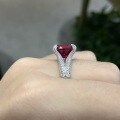 Platinum Lab-Grown Large Ruby Ring Geometric Luxury-0-2