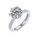 Gold-Plated 925 Pure Silver Moissanite Micro-Set Six-Prong Ring for Women-0-3