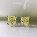 wholesale 925 Silver High Carbon Diamond Stud Earrings Bright Yellow Minimalist Ins Princess Cut 6*6mm Ice Flower Cut Earrings for Women-0-1