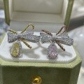wholesale S925 Sterling Silver Gold-Plated Yellow Diamond Bow Ring for Women, Trendy and Unique Design Hand Accessory-0-0