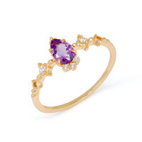 wholesale S925 Gold-Plated Amethyst Dainty Women's Ring, Limited Edition for Spring - First Snow Crystal Series Light Luxury Jewelry-Light Amethyst + White Zirconium Ring No. 7
