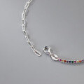 wholesale S925 silver Korean-style colorful pave diamond link bracelet simple elegant personality jewelry for women S5588-0-4