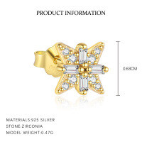 wholesale S925 Sterling Silver Cross-border Trendy Star Tassel Chain Earrings With Zircon, Small And Exquisite Design-E5024-Gold/Pair 925 Silver