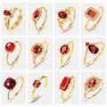 wholesale S925 sterling silver gold-plated Japanese-style luxury natural garnet ring, niche design high-end jewelry wholesale-0-0
