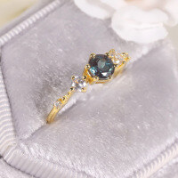 wholesale S925 Silver Cross-Border Small Fresh Color-Change Ring, Simple and Elegant with Lab-Alexandrite Gemstone-Synthetic Alexandrite Ring  US 8