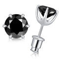 wholesale S925 Sterling Silver Moissanite Hip Hop Black Earrings 1 Carat Classic Six-Prong Stud Wholesale-0-4