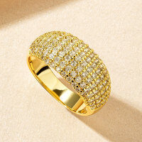 Metal Multi-Round Diamond Ring Fashion High-End Minimalist Stackable Band Wholesale-Sparkling round diamond ring [K yellow]  US$5
