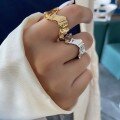wholesale Metal S925 Sterling Silver Irregular Lava Ring, European and American Retro Geometric Textured Adjustable Open Thumb Ring-0-1
