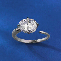 wholesale S925 Silver Zhuo Zhifan Jewelry European and American Cross-Border Style Single 7*9mm Oval Solitaire Ring with INS Fashion-R1214 White Diamond Pigeon Egg No. 8