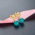wholesale S925 Sterling Silver New Chinese Style Guochao Fashion Amazonite Earrings with Synthetic Gemstones, Women's Design-Forward Cross-Border New Accessories-0-1