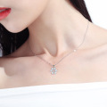 wholesale 925 Sterling Silver European and American Fashion Women's Floral Necklace, High-End Oval Zircon Petal Pendant Collarbone Chain-0-4