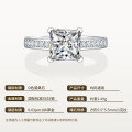S925 Silver Square Moissanite Women's Ring, 18K Gold Plated, Wholesale Factory Drop Shipping-0-4