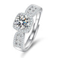 Sterling Silver 1ct Moissanite Vintage Lace Princess Cut Bridal Ring-0-3
