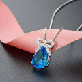 wholesale S925 Silver Alloy Small Fresh Bow Pendant Choker Necklace, Korean Style Zircon Crystal Pendant for Women-0-1