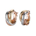 wholesale 18K Tri-Color Gold (Rose Gold, Yellow Gold, White Gold) Earrings, Rose Gold Stud Earrings, AU750 Plain Gold Earrings, Custom Design Based on Images or Samples-0-4
