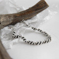 wholesale S925 Sterling Silver Korean Style Versatile Chain Bracelet with Minimalist Vintage Distressed Twist Design for Women-0-1