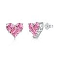 wholesale S925 Silver Cross-Border New Hot-Selling Pink Heart-Shaped Zircon Small Luxury High-End Sense Jewelry Necklace and Earrings-0-10