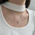 wholesale S925 Sterling Silver Cross-Border New Style Women's Butterfly Zircon Inlaid Fashion Exquisite Design Collarbone Chain Ready Stock Wholesale-0-1