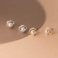 wholesale S925 Sterling Silver Cloud-Design Earrings with Synthetic Pearl, Small and Exquisite, High-End Auspicious Cloud Earrings M02390-0-2