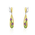 wholesale S925 Silver Italian Artisan Vintage-Style Designer Earrings with Natural Amethyst Gemstone Ear Studs-0-5