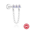 wholesale S925 Sterling Silver Diamond-Inlaid Natural Moonstone Flat Threaded Ear Cartilage Stud, Korean Style Niche Premium Jewelry-0-15