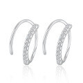 wholesale 925 Sterling Silver Earrings with Zirconia, Minimalist Niche Luxury Hoop Earrings for Women, Cross-Border Jewelry-0-4