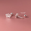 wholesale S925 Sterling Silver Minimalist Hollow Lotus Scroll Thread Ear Studs Ins Style Small Design Earrings M03667-0-2
