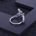 wholesale S925 Silver Designer Colored Gemstone Ring, High-End Elegant and Unique Luxury Set Swiss Blue Ring-0-2