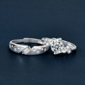 Sterling Silver Moissanite Couple Rings, Minimalist High-End Simulated Diamond Matching Bands Original Design Jewelry-0-0