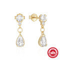 wholesale 925 Sterling Silver Elegant and Luxurious Diamond-Inlaid Teardrop Earrings,。-0-5