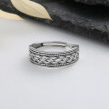 wholesale S925 sterling silver vintage distressed multi-layer six-word mantra Thai silver ring trendy unisex index finger ring-0-2